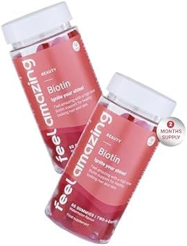 Feel Amazing Biotin Gummies - 10000µg Biotin per Serving - Vegan - Supports Skin Function & Hair Health - Watermelon Flavour - 60 Gummies : Amazon.co.uk: Health & Personal Care