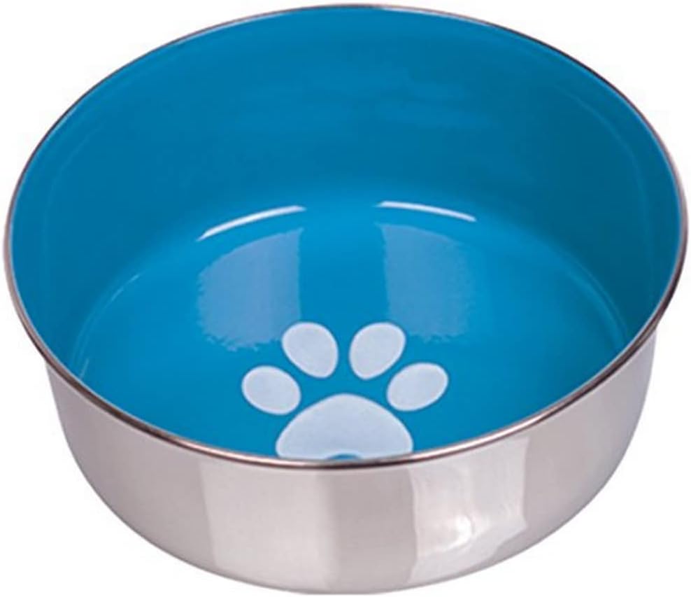 Nobby Heavy Paw Anti-Slip Stainless Steel Bowl, 16.5 cm, Light Blue/Silver :Pet Supplies