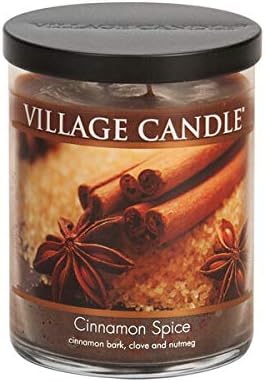 Village Candle Cinnamon Spice Medium Bowl Three Wick Candle, 14 Oz, Traditions Collection, Brown