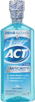 Act Anticavity Zero Alcohol Fluoride Mouthwash 18 Fl. Oz., With Accurate Dosing Cup, Arctic Blast