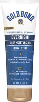 Gold Bond Overnight Deep Moisturizing Lotion, 8 Oz., Skin Therapy Lotion With Calming Lavender Scent