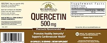 Windmill Natural Quercetin 500mg - 60 Count (1) : Health & Household