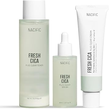 Nacific Fresh Cica Clear Triple Set (Toner 150Ml, Serum 50Ml, Cream 50Ml) Skin Calming, Soothing, Relief, Moisturizing