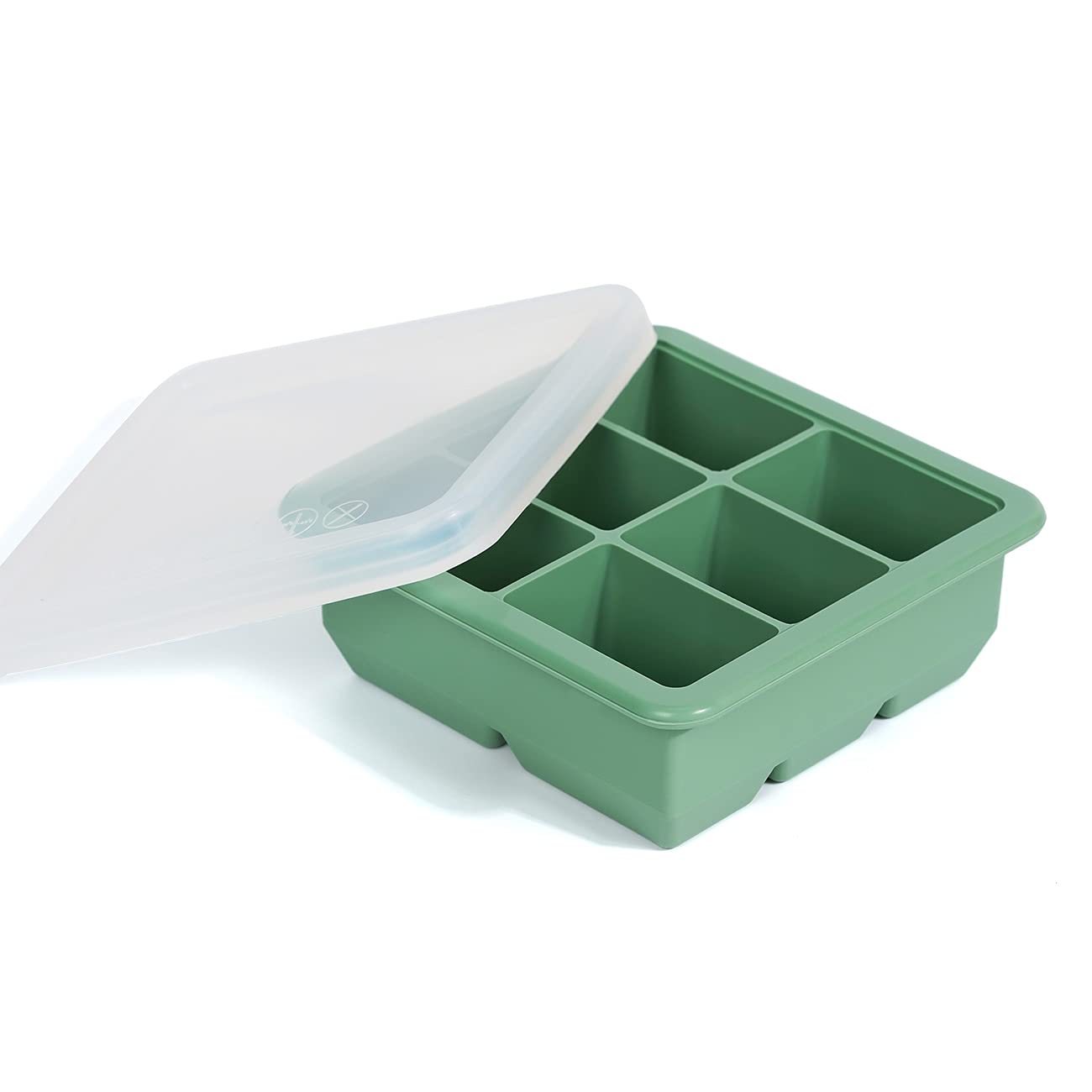 haakaa Baby Food Freezer Tray with Clip-on Lid, Silicone Baby Food Freezer Storage Tray Container, Pop Out 6 x 2.4 oz Portion Silicone Baby Food Ice Cube Trays, Pea Green