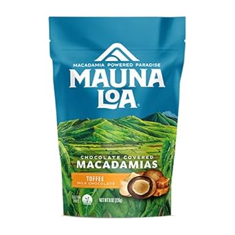 Mauna Loa Premium Hawaiian Chocolate Covered Macadamia Nuts, Milk Chocolate Toffee, Cocoa Dusted, 8 Oz Bag (Pack Of 1)