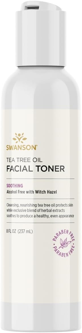 Swanson Tea Tree Oil Facial Toner With Witch Hazel 8 Ounce (237 Ml) Liquid