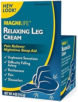 MagniLife Relaxing Leg Cream, Deep Penetrating Topical for Pain and Restless Leg Syndrome Relief, Naturally Soothe Cramping, Discomfort, and Tossing with Lavender and Magnesium - 4oz : Health & Household