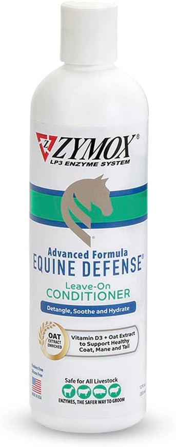 Zymox Equine Defense Advanced Formula Leave-On Conditioner, 12Oz. – Horse Coat Care: Detangles, Soothes, & Moisturizes Skin, Mane & Tail