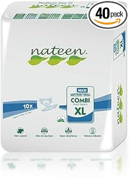 Tendercare Nateen - Adult Nappy - 40 Extra Large Night Time Nappies - Disposable Underwear for Men & Women - Discreet Incontinence Maxi Nappy - 3900ml Absorbency