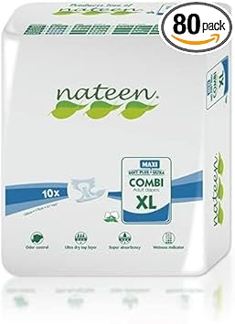 Tendercare Nateen - Adult Nappy - 80 Extra Large Night Time Nappies - Disposable Underwear for Men & Women - Discreet Incontinence Maxi Nappy - 3900ml Absorbency