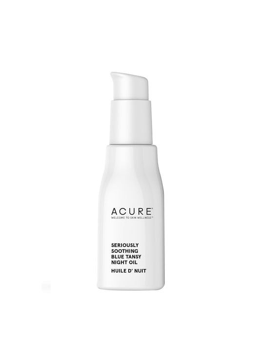 Acure Seriously Soothing Tansy Night Rose Oil - Soothes, Deep Hydrate & Moisturize Dry, Acne Prone, Sensitive Skin - Antioxidant Night Cream Serum Oil Blend with Blue Tansy & Rose - 100% Vegan, 1 oz : Beauty & Personal Care