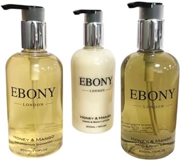 Walter Geering Ebony Shampoo 300Ml X 6 Pack - Honey & Mango Fragrance, Pro-Vitamin B5, Eco-Friendly, Perfect For Hotels, Dispenser Compatible, Nourishing & Revitalising Hair Care