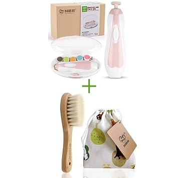 haakaa Electric Baby Nail Trimmer & Wooden Baby Hair Brush Set