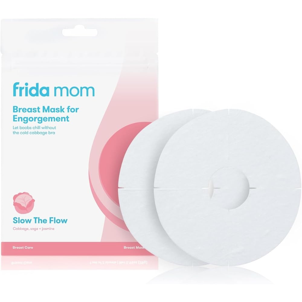 Frida Mom Breast Pads, Reusable Breast Mask For Engorgement, Made With Cabbage, Jasmine, & Sage, Breastfeeding Essentials, 2 Sheet Masks