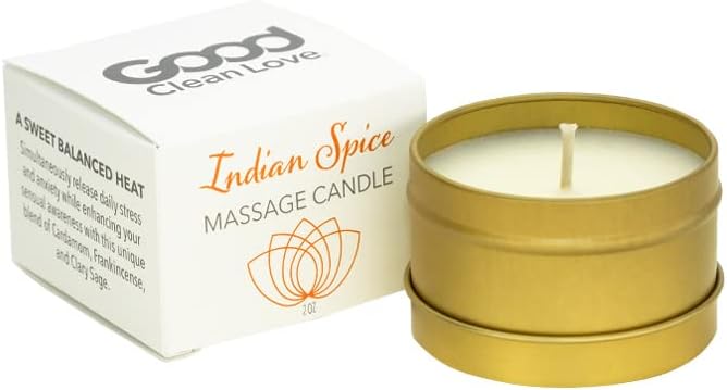 Good Clean Love Indian Spice Massage Candle, Warms into an Aromatic &