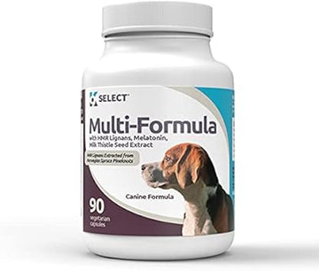 K9 Select Multi-Formula Dog Supplement For Medium Dogs - 20Mg Hmr Lignans, 2Mg Melatonin, 40Mg Milk Thistle - Helps Heart, Liver, Digestion, Skin & Coat Health, Multivitamin For Dogs, 90 Capsules