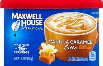 Maxwell House International Vanilla Caramel Latte Café-Style Instant Coffee Beverage Mix (8.7 oz Canister)