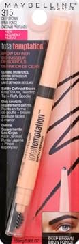 Maybelline Total Temptation Eyebrow Definer Pencil, Deep Brown, 1 Count