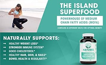 Natures Wellness Organic Coconut Oil 2000Mg - Healthy Skin, Nails, Hair Growth – Extra Virgin, Cold Pressed, Unrefined Non Gmo - Rich In Mct Mcfa - Support Brain Function : Beauty & Personal Care