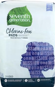 Seventh Generation Maxi Pads, Regular, Free & Clear Chlorine Free, 24 count