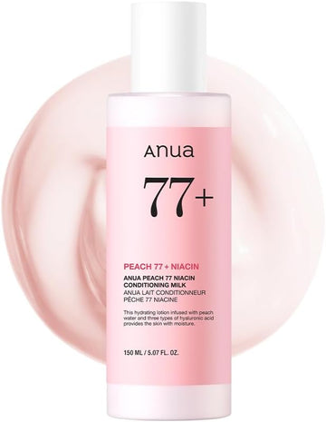 Anua Peach Niacin Conditioning Milk Lotion, Face Moisturizer With Vitamin B12, Ceramide, Panthenol, Hyaluronic Acid, Lightweight, Korean Skin Care For Glass Skin, 150Ml/5.07 Fl.Oz