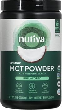 Nutiva Organic Mct Powder With Prebiotic Acacia Fiber, Classic, 10.6 Oz, Usda Organic, Non-Gmo, Non-Bpa, Vegan, Gluten-Free, Keto & Paleo, Instant Beverage Or Boost To Coffee & Smoothies