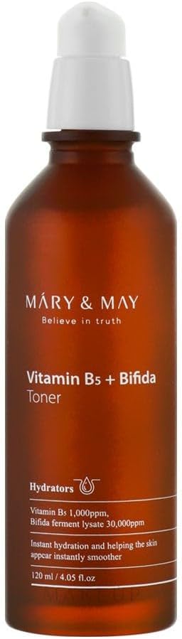 Mary&May Vitamin B5 + Bifida Toner - Nourishing Face Toner For Enhanced Skin Barrier Strength And Moisture Retention - 30,000Ppm Bifida Fermentation & 1,000Ppm Vitamin B5, 4.06 Fl.Oz. : Beauty & Personal Care
