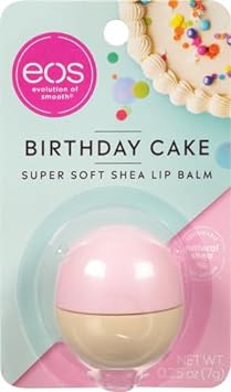 eos Natural Shea Lip Balm- Birthday Cake, All-Day Moisture Lip Care Products, 0.25 oz