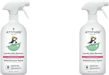 ATTITUDE Laundry Stain Remover for Baby Clothes, Plant and Mineral-Based Ingredients, Vegan and Cruelty-free Household Products, Hypoallergenic, Unscented, 27 Fl Oz (Pack of 2)