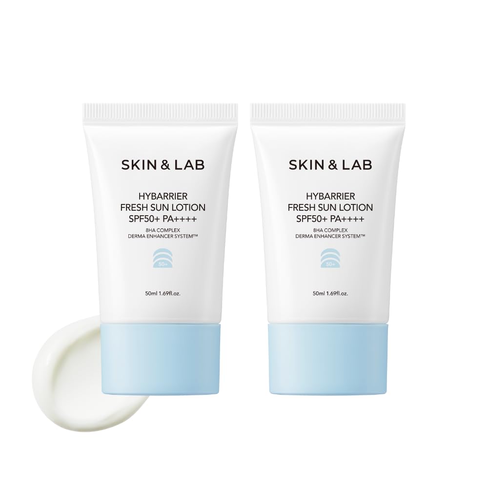 Skin&Lab Hybarrier Fresh Sun Lotion Set Of 2 | Sfp50+ Pa+++ | Chemical Sunscreen | 1.69 Fl Oz. (2 Pc)