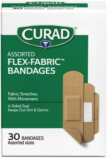 Curad Flex-Fabric Adhesive Bandages, Assorted Sizes, 30 Count