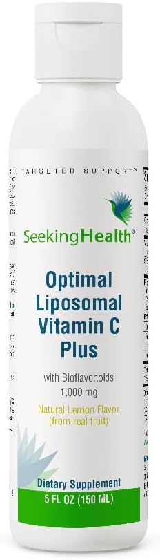 Seeking Health Optimal Liposomal Vitamin C Plus - Immune System Support With Vitamin C (Ascorbic Acid) - Liquid Supplement With Antioxidant Support - Natural Lemon, 5 Oz (30 Servings)