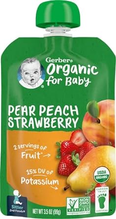 Gerber Organic Peach Strawberry Baby Food, 3.5 Oz Pouch