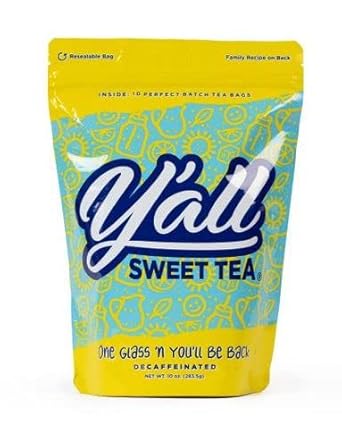 Y'All Sweet Tea - Decaf Iced Tea Bags One Gallon Size In 10 Gallons Per Pack Quick Brew Authentic Southern Ice Tea Without Caffeine | As Seen On Shark Tank (Decaf)