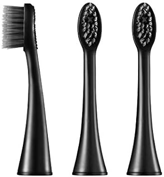 BURST Toothbrush Heads - Genuine BURST Electric Toothbrush Replacement Heads for BURST Original & Pro Sonic Toothbrushes – Ultra Soft Bristles for Deep Clean, Stain & Plaque Removal - 3-Pack, Black