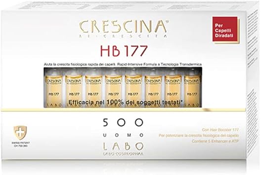 Crescina Transdermic Re-Growth Hb 177 Hair Booster Treatment For Hair Regrowth 500 Man 40 Vials