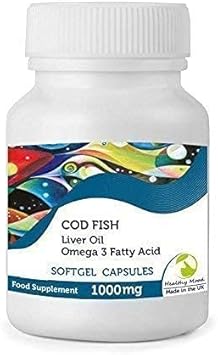 High Strength Cod Liver Oil 1000mg with Vitamin A and Vitamin D3 x 30 Capsules Bottle HEATHY Mood