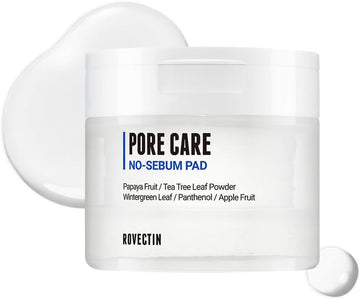 Rovectin Pore Care No-Sebum Pad For Sebum Clearing And Pore Clearing With Green Fruit Complex, Gentle Exfoliating Pads - 60 Pads