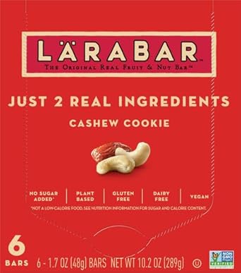 Larabar Cashew Cookie, Gluten Free Vegan Fruit & Nut Bar, 1.7 Oz Bars, 6 Ct