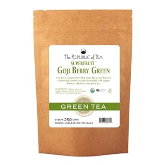 The Republic Of Tea Organic Goji Berry Green Superfruit Tea, 250 Tea Bag Bulk, Antioxidant Goji Berry Tea : Grocery & Gourmet Food