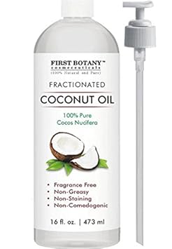 First Botany Cosmeceuticals Fractionated Coconut Oil 16 Fl. Oz - 100% Natural & Pure Mct Coconut Oil For Hair, Skin,And Aromatherapy Carrier Oil, Massage Oil,Best Skin Moisturizer