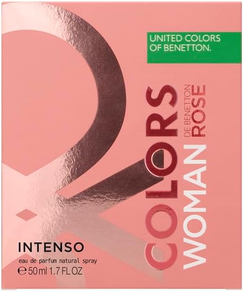 Benetton - Rose Intenso From United Colors, Eau De Parfum For Woman - Long Lasting - Intense, Young And Fresh Fragrance - Floral And Fruity Notes - Ideal For Daily Wear - 50 Ml