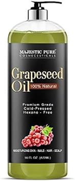 MAJESTIC PURE Grapeseed Oil, Pure & Natural Massage and Carrier Oil, Skin Care for Sensitive Skin, Light Silky Moisturizer for All Skin Types - 16 fl. oz