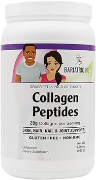 BariatricPal Collagen Peptides Powder (Unflavored, Hydrolyzed Type 1 & 3, Grass Fed) - Skin, Hair, Nail & Joint Support (28 Servings) 19.76 oz