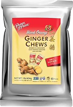 Prince Of Peace Blood Orange Ginger Chews, 1 Lb. – Candied Ginger – Candy Pack – Ginger Chews Candy – Natural Candy