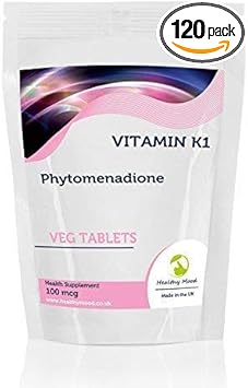 Vitamin K1 100Mcg Phytomenadione 120 Vegetarian Tablets Pills Health Food Supplements Nutrition Healthy Mood