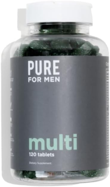 Pure For Men Multivitamin Supplement | Energy, Mood Support, Strong Bones, Antioxidants, Minerals | Vitamins A, B, C, D, Magnesium, Calcium | 42 Fruit & Vegetable Proprietary Blend | 120 Vegan Tablets