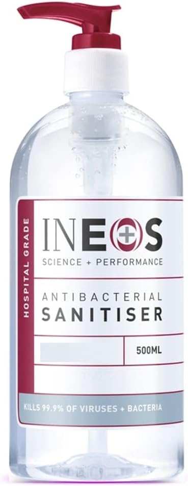 INEOS - Sanitiser Gel (500ml) - Hand Sanitiser - Hospital Grade, Effective against 99.9% of Viruses and Bacteria, Packaging May Vary : Amazon.co.uk: Health & Personal Care
