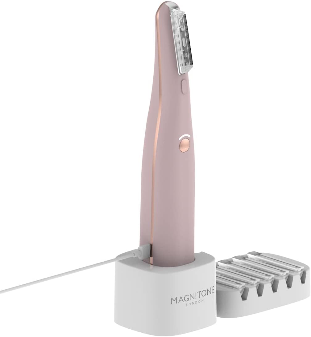 Magnitone Dermaqueen Vibra-Sonic Facial Hair Removal Face Dermaplaning Dermaplane Blades Razors Exfoliator, Instant Smoother Radiant Skin, Removes Facial Fuzz, Exfoliates Dry + Dead Skin
