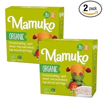 Mamuko Organic Porridge - Healthy Porridge With Nutrient-Rich Blend Of Oats, Raw Buckwheat, Barley, Spelt, & Rye - High Fiber Porridge Without Sugar & Preservatives - 2Pack (8 Servings)